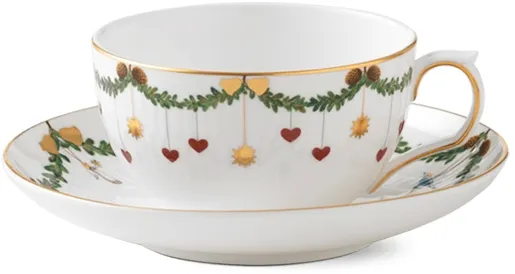 Royal Copenhagen Stjerne Riflet Jul kop og underkop - 32 cl
